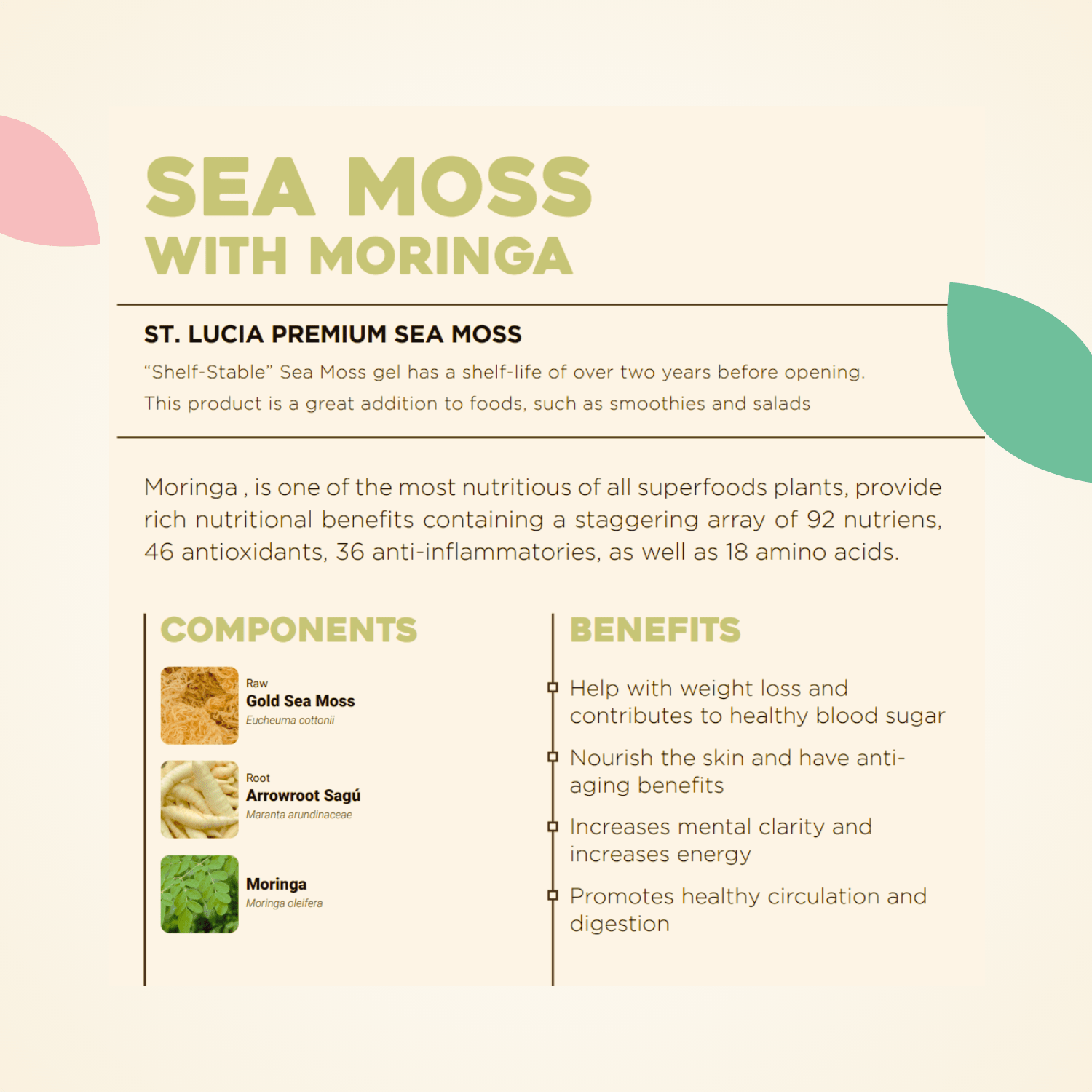 Organic Sea Moss Gel with Organic Moringa