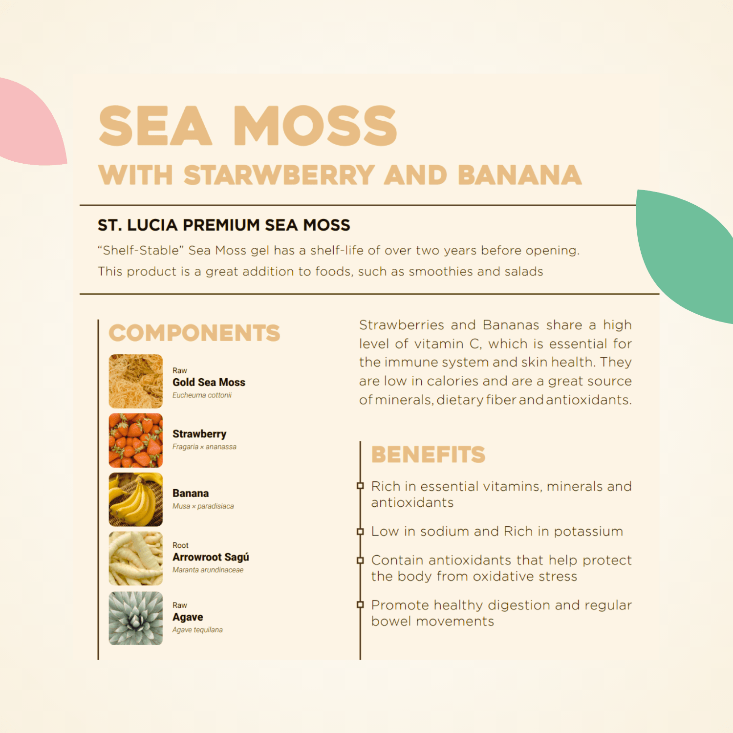 Organic Sea Moss Gel with Strawberry & Banana