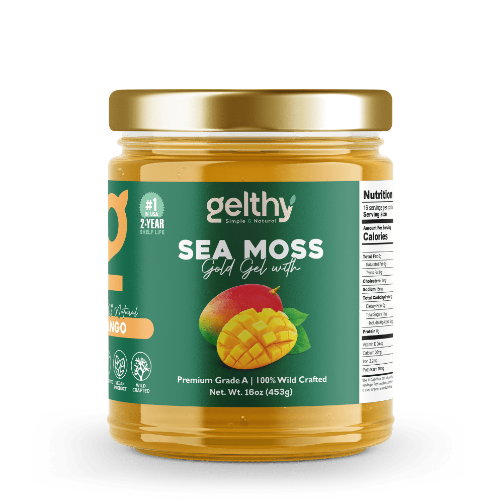 Musgo Marino Dorado en Gel Orgánico (Sea Moss Gel)  Wildcrafted de la Isla de St. Lucy 