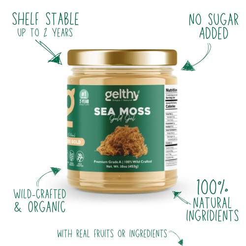 Musgo Marino Dorado en Gel Orgánico (Sea Moss Gel)  Wildcrafted de la Isla de St. Lucy 