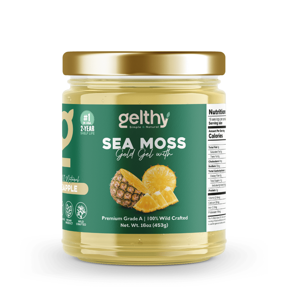 Musgo Marino Dorado en Gel con Piña 100% Natural Wildcrafted de la Isla de St. Lucy Vida útil de 2 años